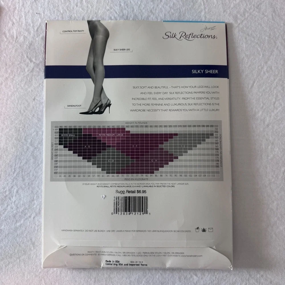 Hanes Silk Reflections Pantyhose Women Size AB Black 2pk Control Top Sheer